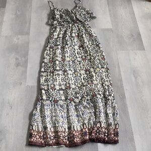 Y2K 100% SILK GYPSY COLORFUL MAXI DRESS FULLY LINED LIGHTWEIGHT BOHO S